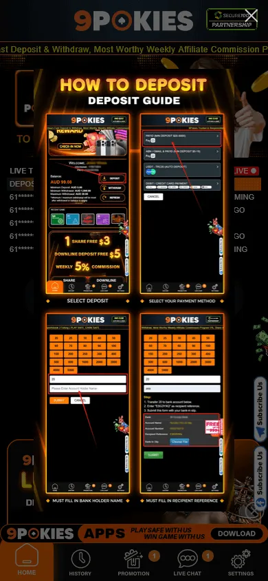 9pokies Casino mobile browser home screen